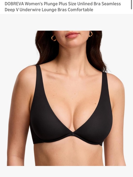 Dobreva Other - DOBREVA Black Plunge Unlined Seamless Bra — Deep V Support